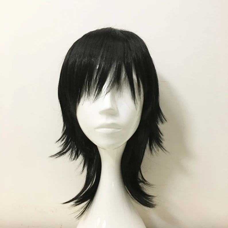 Emo peruk Unisex siyah Mullet  - Sword Art Online Cape incelemesi ve fiyatı